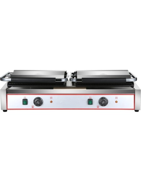 Professional High-Quality Heavy Duty Twin XL Panini Contact grill Smooth 4.4kW Dual Zone For Catering