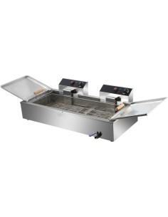 Professional Long-Lasting Commercial Fryer Single Tank Dual Zone Electric 26 litre 7.8kW Countertop Drainage tap For Commercial 