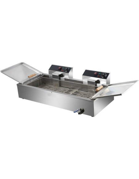 Professional Long-Lasting Commercial Fryer Single Tank Dual Zone Electric 26 litre 7.8kW Countertop Drainage tap For Commercial 