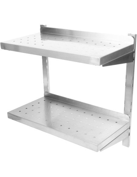 Professional Long-Lasting Wall Shelf Perforated 2 tiers Stainless steel 1200x400x600mm For Commercial Kitchens