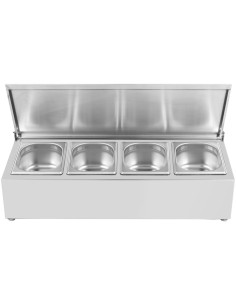 Professional Best Quality Commercial Condiment Holder with lid including 4xGN1/6-150mm containers Stainless steel For Catering 2