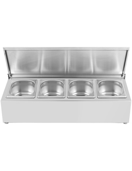 Professional Best Quality Commercial Condiment Holder with lid including 4xGN1/6-150mm containers Stainless steel For Catering