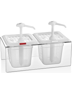 Condiment/Sauce Dispenser with Stand 2x2 litre pumps Plastic | DA-GDP02