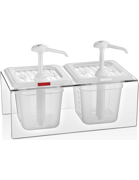 Condiment/Sauce Dispenser with Stand 2x2 litre pumps Plastic | DA-GDP02