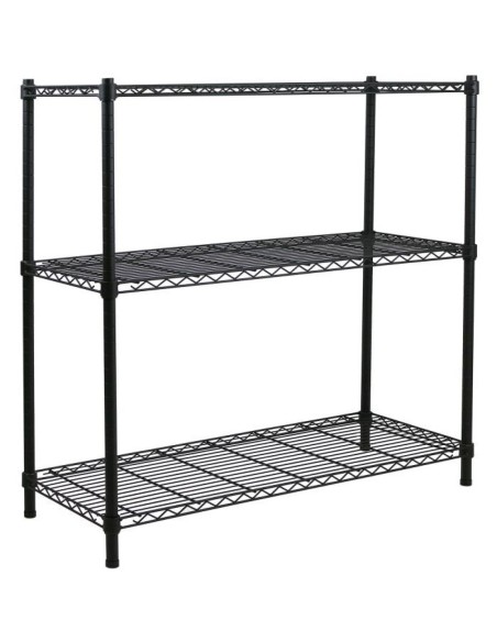 Commercial Shelving unit 3 tier 750kg Width 750mm Depth 350mm Black wire | Stalwart DA-AMJ536