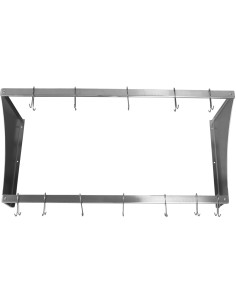 Commercial Wall Mounted Double Line Pot Rack with 12 Hooks Stainless Steel 900x300x300mm | Stalwart DA-VMR0930
