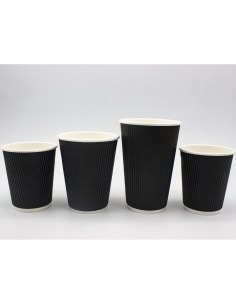 500pcs Black Ripple Wall Coffee Cup 16oz/473ml PE | Stalwart BR16OZ 2