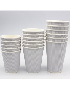 500pcs White Ripple Wall Coffee Cup 16oz/473ml PE | Stalwart WHR16OZ 2