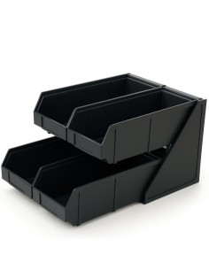Professional 2 Tier Black Polypropylene Storage Organizer for High-Demand Kitchens, Dimensions 290x240x420mm