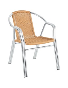 Bistro Arm Chair Aluminium & Natural Wicker Indoors & Outdoors | DA-SC029