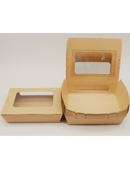 300pcs Kraft Salad Box with window 600ml PE | Stalwart DA-KSBWINDOW600