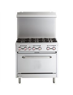 Professional-Grade 6 Burner Gas Range Oven (8kW/hr ea) with Removable Splashback & Overshelf For Commercial Kitchens 2