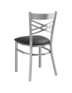 Steel Cross Back Chair with Black Vinyl Cushion Seat | Stalwart DA-GS6F0BSSTEELCUSHSEAT 2