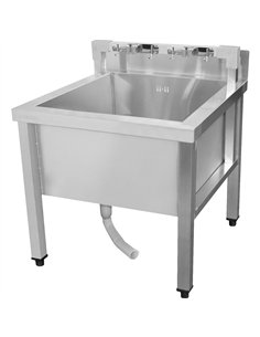 Professional Stainless Steel Mop Sink with Low Rack & 2-in-1 Mop Holder 600x600x550mm - Ideal for Commercial Kitchens 2