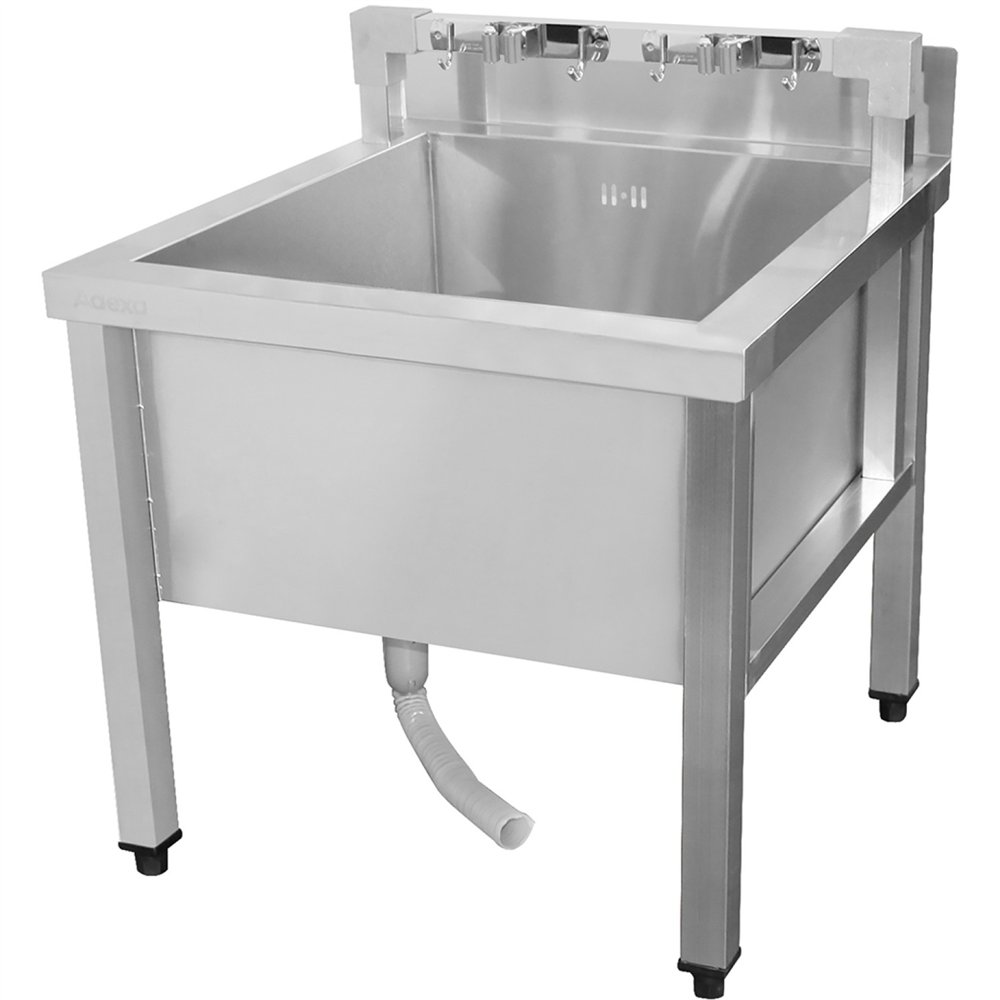 Commercial Stainless Steel Mop Sink with Low Rack &amp 2-in-1 Mop Holder 600x600x550mm | Professional CS25SMSJYLR6060