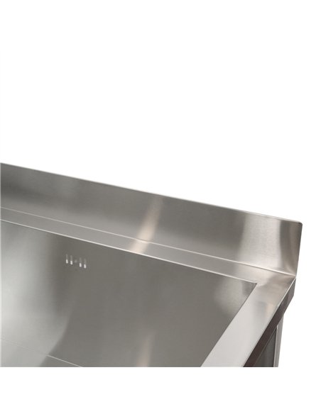 Commercial Stainless Steel Mop Sink with Low Rack &amp 2-in-1 Mop Holder 600x600x550mm | Professional CS25SMSJYLR6060