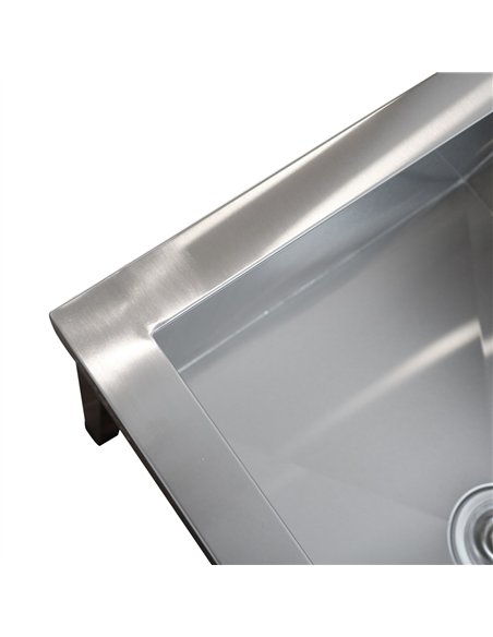 Commercial Stainless Steel Mop Sink with Low Rack &amp 2-in-1 Mop Holder 600x600x550mm | Professional CS25SMSJYLR6060