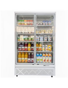 1196L Double Glass Door Upright Display Fridge – 1330 × 720 × 2030 mm White| Professional CS25LKL202