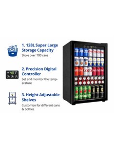 128L Glass Door Beverage Cooler 519 × 543 × 798 mm| Professional CS25JC128VELF 2