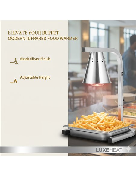 Commercial Food Warmer GN1/2 – 1 Heating Lamp 230×560×305 mm 250W Silver| Professional CS25EWL03S1