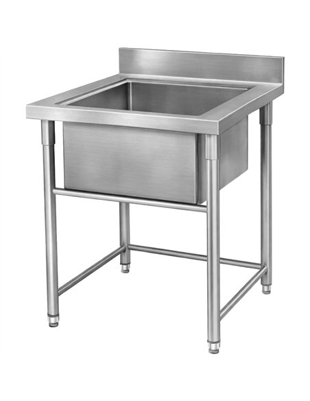 Commercial Single Bowl Stainless Steel Sink with Splashback 700×760×1030 (880+150) mm | Professional CS25DAVS108