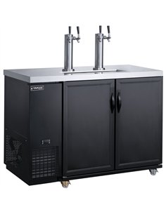 Professional Double Tap Beer Dispenser 2 Door Bottle Cooler 453L 1267×705×1216mm Black | Professional CS25DKB48M2