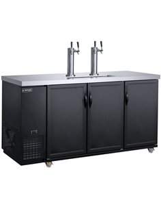 Professional Double Tap Beer Dispenser 3 Door Bottle Cooler 703L 1788×705×1216mm Black | Professional CS25DKB72M3