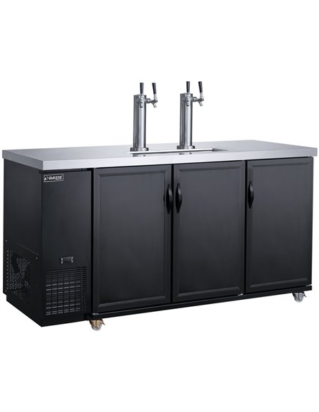 Professional Double Tap Beer Dispenser 3 Door Bottle Cooler 703L 1788×705×1216mm Black | Professional CS25DKB72M3