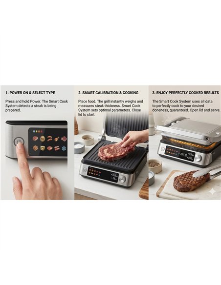 Professional Smart Contact Electric Grill with Non-Stick 23×29cm Plates 2200W 372×355×181mm | Professional CS25TCCK104