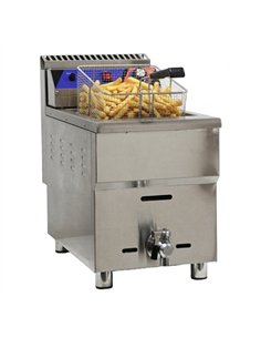 Commercial Single Tank Gas Fryer with Drain Tap - 14L Countertop | Professional CS25GF181 2