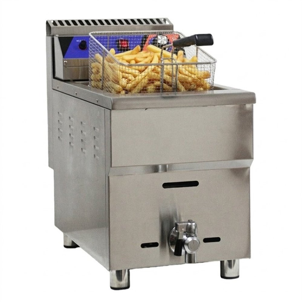 Commercial Single Tank Gas Fryer with Drain Tap - 14L Countertop | Professional CS25GF181