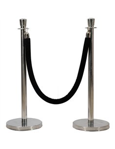 2pcs Silver Stanchion with Curved top 6ft Black Rope | Professional CS25AOX208