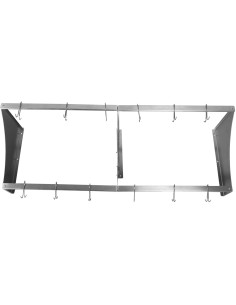 Commercial Wall Mounted Double Line Pot Rack with 12 Hooks Stainless Steel 1500x300x300mm | Stalwart DA-VMR1530