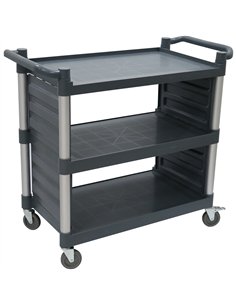 Professional 3-Tier Utility Trolley with Side Panels Grey Polypropylene 1010x500x980mm | Professional CS25HZMCC5013