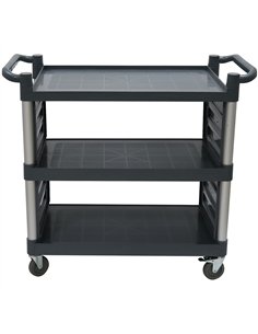 Professional 3-Tier Utility Trolley with Side Panels Grey Polypropylene 1010x500x980mm | Professional CS25HZMCC5013 2
