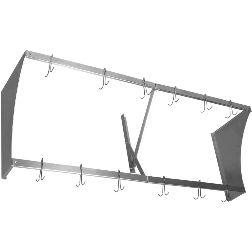 Commercial Wall Mounted Double Line Pot Rack with 12 Hooks Stainless Steel 1500x300x300mm | Stalwart DA-VMR1530