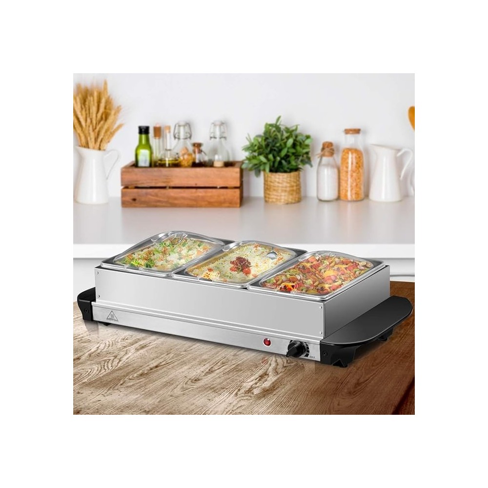 Electric Buffet Server 3 Tray 3 x 2.5 litre Stainless steel 3 Large Multicooker | DA-BSW320