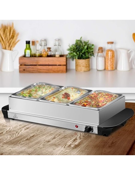 Electric Buffet Server 3 Tray 3 x 2.5 litre Stainless steel 3 Large Multicooker | DA-BSW320