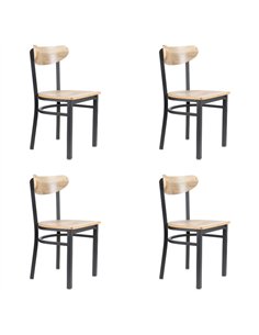 Black Steel Chair with Driftwood Seat &amp Driftwood Back | Professional CS25GS65VDWSDWB