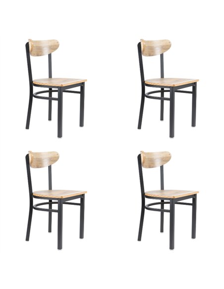 Black Steel Chair with Driftwood Seat &amp Driftwood Back | Professional CS25GS65VDWSDWB