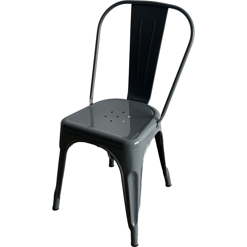 Vintage Industrial Metal Dining Bistro Chair Steel Grey Finish | Professional CS25HYX5031STEELGREY