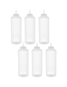 6 pack of Squeeze Sauce Bottles 475ml/16oz Clear | DA-WQSB16WC
