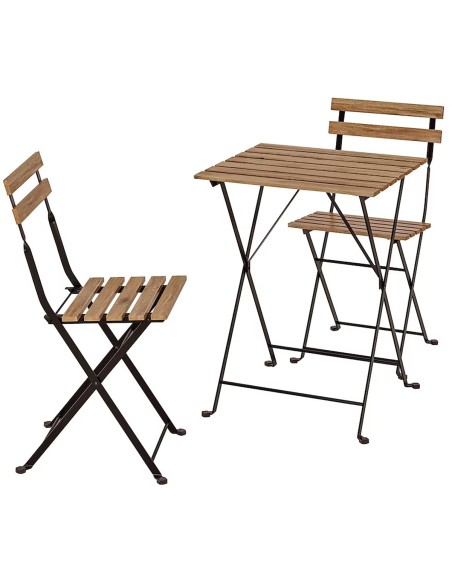 Folding Garden Bistro set Table & 2 chairs Black & Wood | DA-BISTROSET360