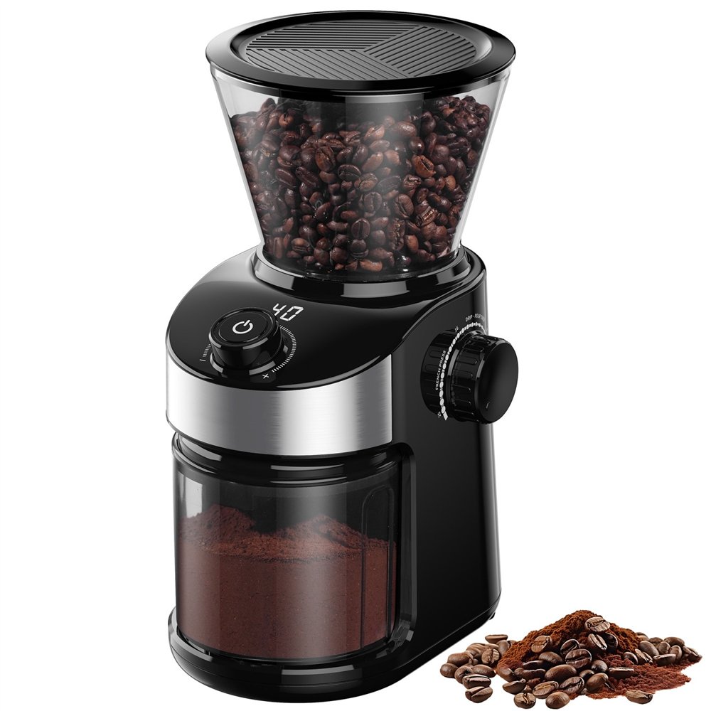Commercial Flat Burr Coffee Grinder 150W with 240g Bean Hopper Black | Professional CS25CG836B
