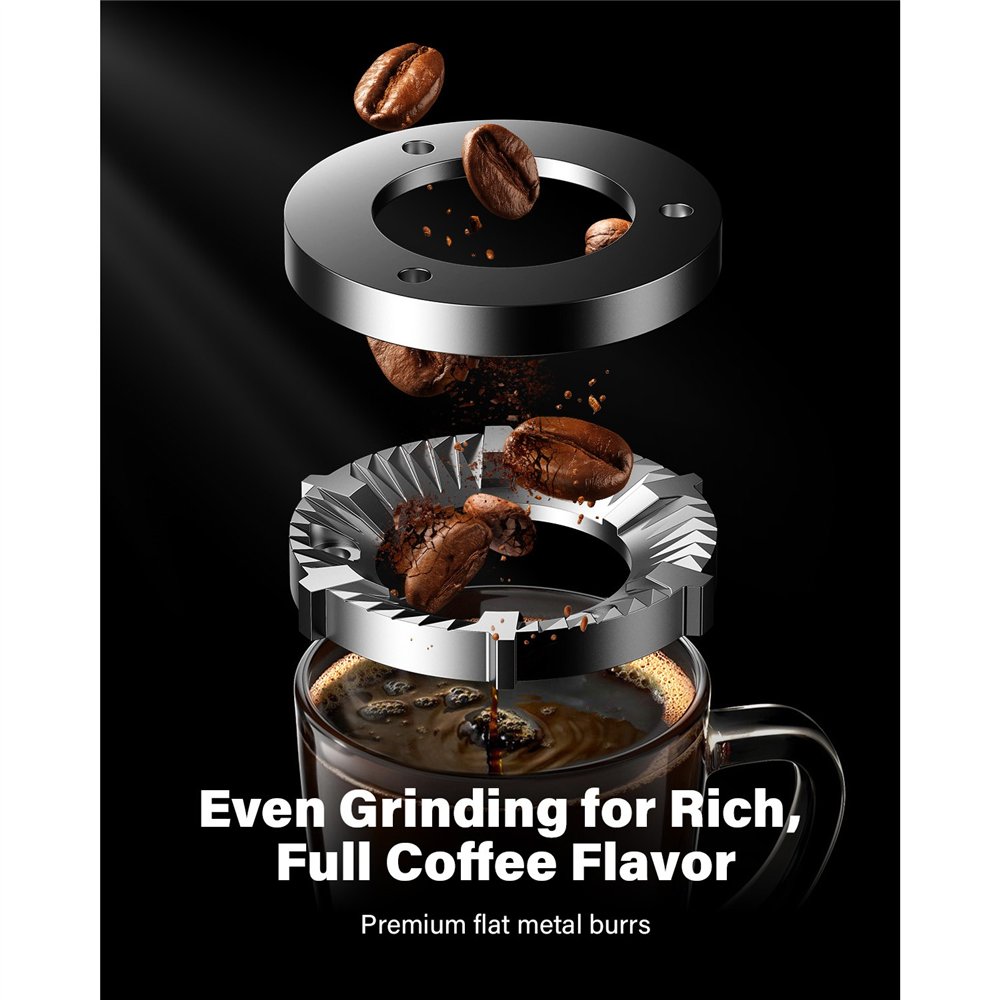 Commercial Flat Burr Coffee Grinder 150W with 240g Bean Hopper Black | Professional CS25CG836B