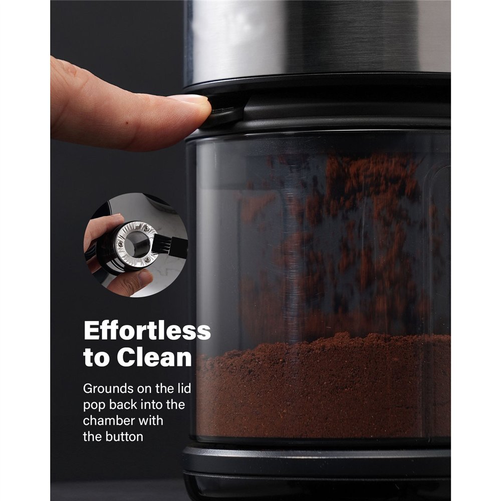 Commercial Flat Burr Coffee Grinder 150W with 240g Bean Hopper Black | Professional CS25CG836B