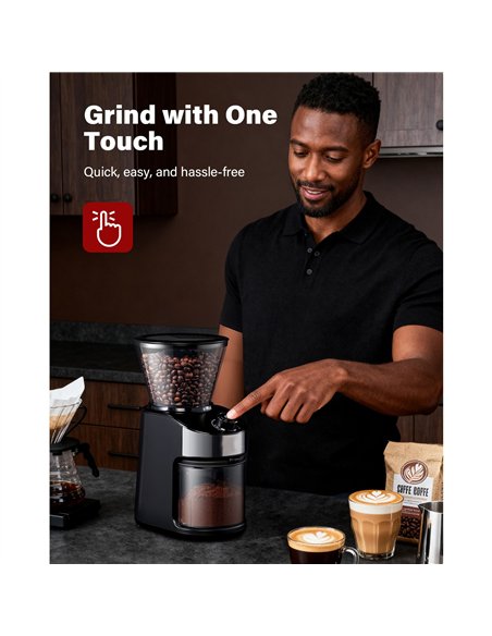 Commercial Flat Burr Coffee Grinder 150W with 240g Bean Hopper Black | Professional CS25CG836B