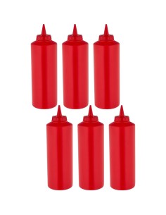 6 pack of Squeeze Sauce Bottles 475ml/16oz Red | DA-WQSB16WR