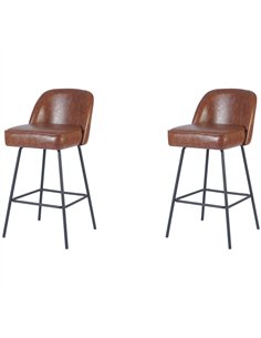 Brown Upholstered Bar Stool with Black Metal Frame 475×595×960mm | Professional CS25TJG206