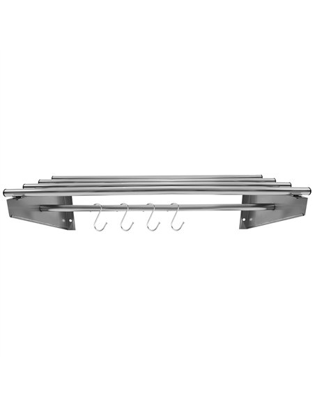 Commercial Stainless Steel Wall Mounted Rack 600×300×230mm 4+1 Tube with 4 S Hooks | Professional CS25RTW230060